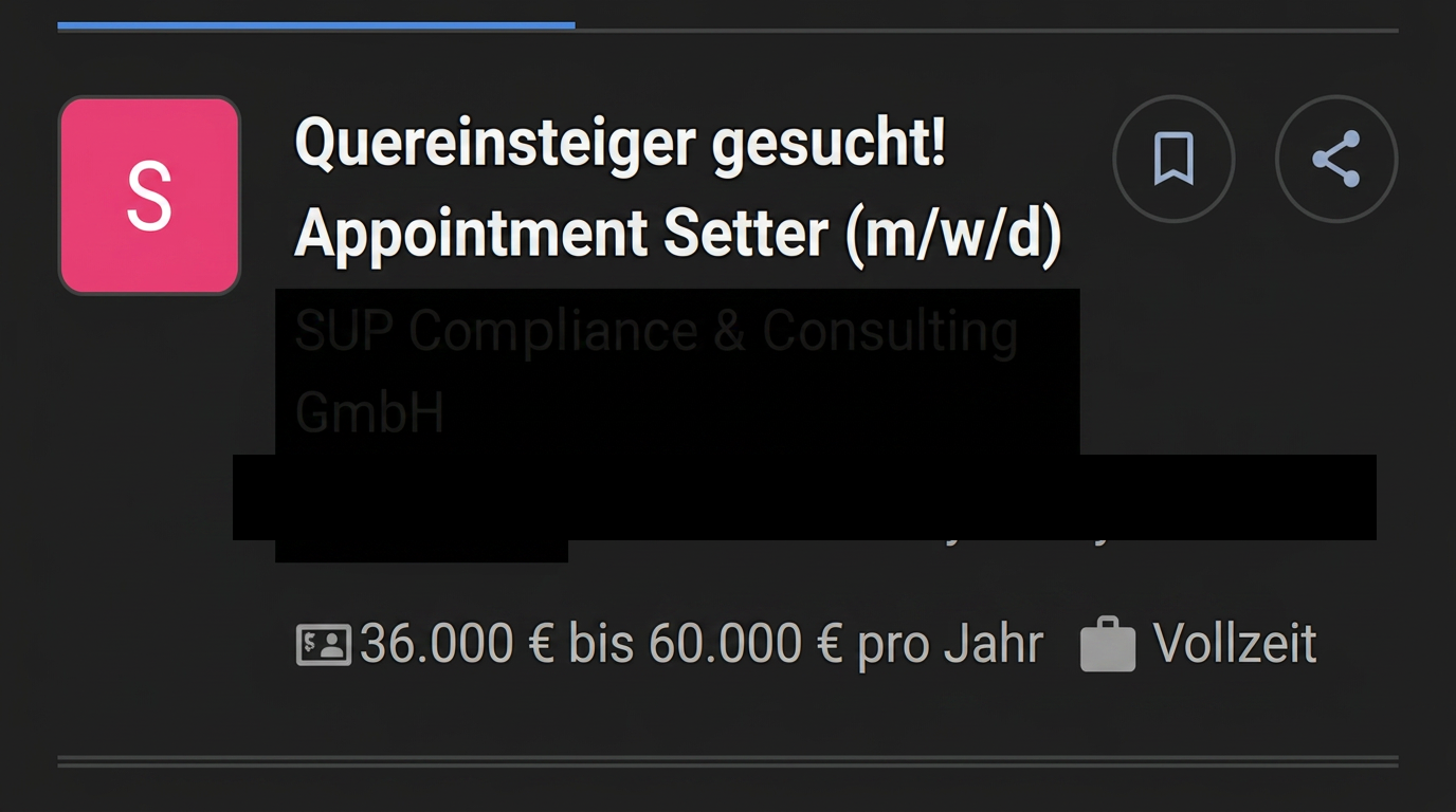 Quereinsteiger gesucht – Appointment Setter – 36.000 bis 60.000 € pro Jahr