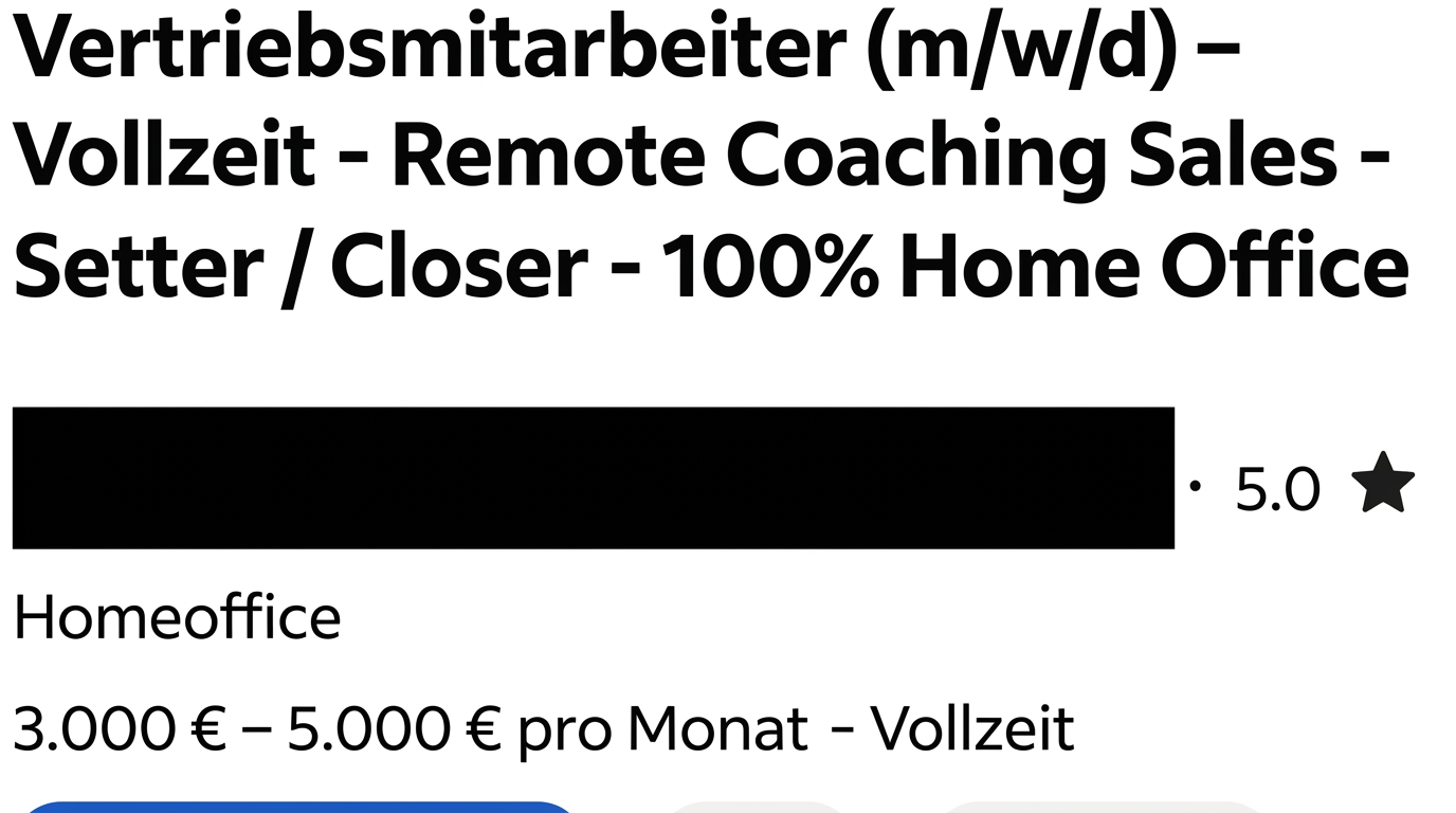 Vertriebsmitarbeiter Remote – Setter/Closer – 3.000 bis 5.000 € pro Monat